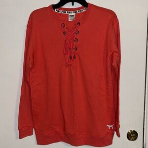 NWOT VS pink lace front sweatshirt size XS oversized